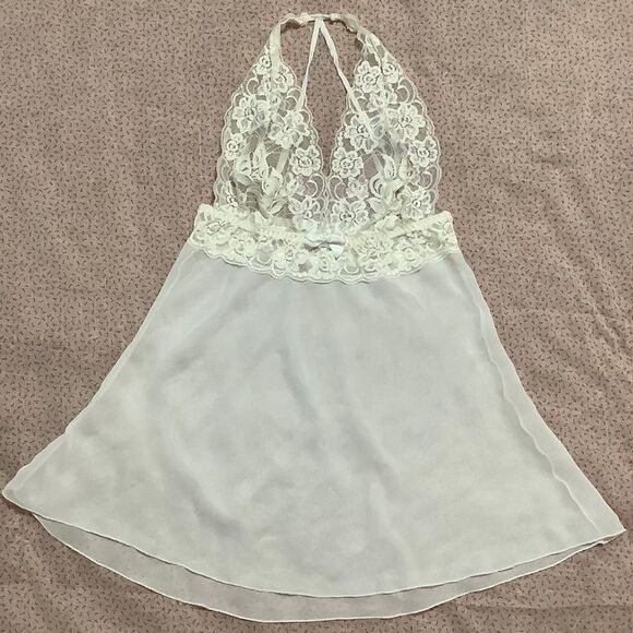 Frederick’s of Hollywood Coquette Cream Sheer Lace Slip Size Large - Picture 2 of 10